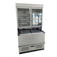 Vitrine Réfrigérée Commerciale à Double Température avec Congélateur Profond, Dégivrage par Air, Porte Vitrée, Réfrigérateur à Boissons et Congélateur Ouvert