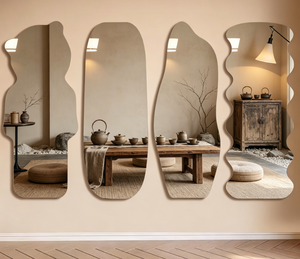 Modern Irregular Decorative Glass Wavy Asymmetrical Customized Thickness Frameless Wall Mounted LED Display Screen <b>Mirror</b> <b>Mirror</b> - Product Image 5