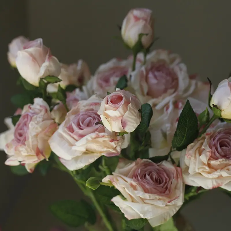 Ramo de flores artificiales de rosas secas de tallo largo de alta calidad, flores artificiales para bodas y Navidad, alternativa barata