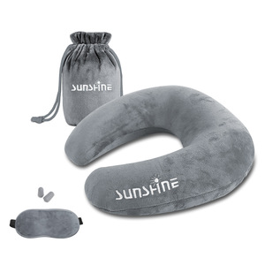 Inflatable U Shape Travel <b>Pillow</b> 28x26x14cm Polyester <b>Neck</b> Support With Embroidery Design For Portable Use - Product Image 4