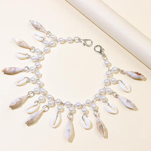 Cadena de cintura de concha de perla, cuentas de perlas de imitación, decoración de conchas marinas, accesorio de estilo bohemio para uso diario - Product Image 2