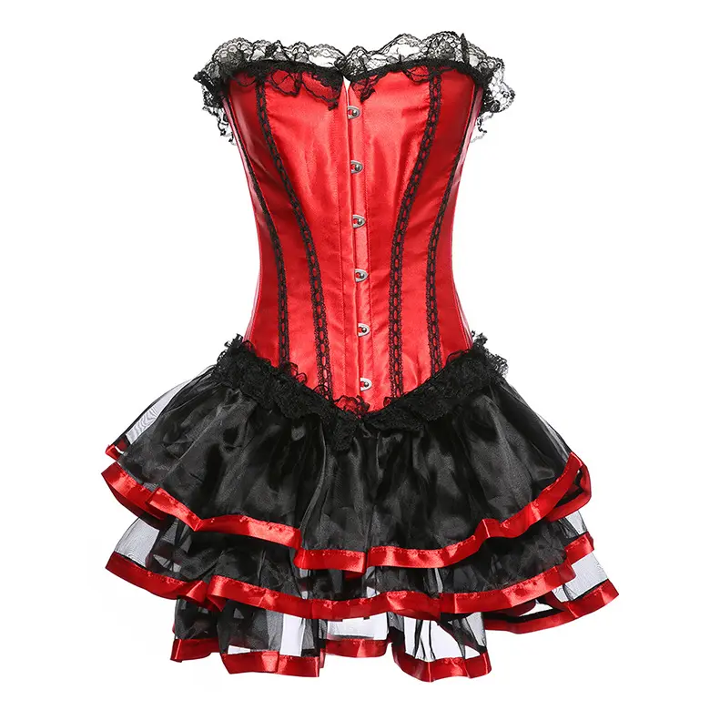 Abiti corsetto gotico corsetti Burlesque bustier con gonna costumi Vintage cinturino con lacci corsetto Lingerie per donna