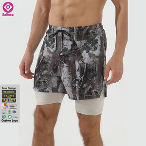 Pantaloncini mimetici 2 in 1 da uomo con logo personalizzato, taglie forti, alla moda, stampati, ad asciugatura rapida, casual, <span class=keywords><strong>per</strong></span> fitness e corsa, con coulisse - Product Image 1