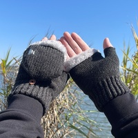 Gants thermiques d'hiver pour hommes, doublés polaire, en plumes de poulet épaissies, demi-doigts avec rabat, sans doigts, mi-longueur, à bout ouvert