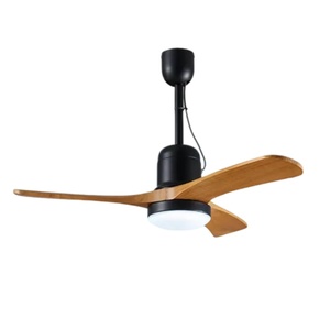 Ventilador de techo moderno de alta gama con diodos emisores de luz, control remoto, motor de corriente continua, 3 aspas de madera maciza, ventilador de techo de 34 pulgadas con diodos emisores de luz. - Product Image 1