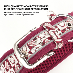 Novedad, <span class=keywords><strong>Collar</strong></span> de perro con patrón de letras bordadas, collares reflectantes acolchados suaves para mascotas con hebilla de Pin, collares de tela transpirable para cachorros - Product Image 6