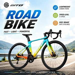 Vélo de route en fibre de carbone 22 vitesses pour hommes, femmes et étudiants, freins à disque hydrauliques, roues en aluminium, léger, course, SD170 Carbon F - Product Image 1