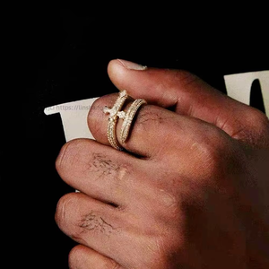 New Sword of <b>Open</b> <b>Ring</b> Copper Inlaid Zircon Men's Hip Hop <b>Ring</b> <b>Ring</b> - Product Image 3