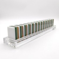 Jeu de Mahjong Tigre 160 tuiles - Tuiles de Mahjong Boutique Bambird bleues avec un design esthétique Prunier, Lotus Blanc et Bambou Os Exotique