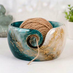 Cuenco de Resina Hecho a Mano con Acabado Craquelado, Diseño Moderno con Patrones Variados, Portátil, para Almacenamiento de Hilos de Ganchillo y Tejido, Decoración del Hogar - Product Image 1