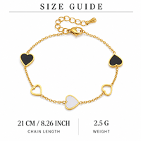Bracelet tendance en acier inoxydable doré avec cœur, bijoux noir et blanc pour cadeau unisexe
