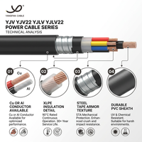 Cables de Energía XLPE Cu/XLPE/PVC Al/XLPE/PVC Blindados SWA 0.6/1kV 1C 2C 3C 4C 5C GB/T 12706