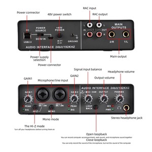 อินเทอร์เฟซเสียง USB สำหรับบันทึกเสียงการ์ดมืออาชีพพร้อม48V Phantom Power <span class=keywords><strong>Loopback</strong></span> USB ปลั๊กการ์ดเสียงภายนอก - Product Image 2
