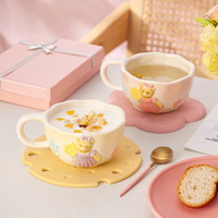 Vente en gros de tasses en céramique personnalisées en forme d'ours mignon, style coréen, pour le café, le lait, les flocons d'avoine, le petit-déjeuner, cadeau