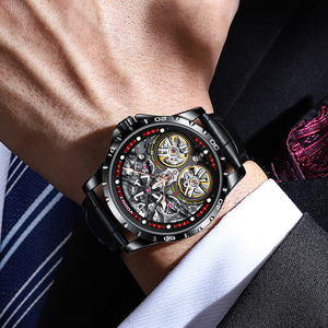 Montre mécanique de luxe de la série <span class=keywords><strong>royale</strong></span> pour hommes d'affaires |   Tourbillon Lumineux |   Bracelet en cuir véritable résistant à l'eau |   Pièce de monnaie à cadran pointeur - Product Image 1