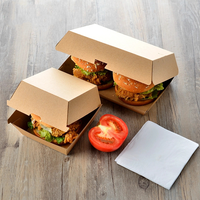 Caja para Hamburguesas de Cartón Corrugado Kraft de Grado Alimenticio, Personalizada, de Alta Gama, Impermeable, para Pollo Frito y Papas Fritas