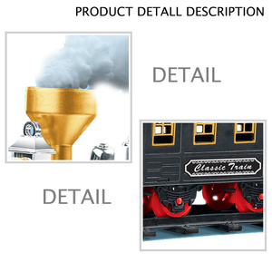 Ensemble de <span class=keywords><strong>train</strong></span> à vapeur rétro éducatif avec fumée et lumières réalistes, fonctionnant sur piles, <span class=keywords><strong>jouet</strong></span> de chemin de fer classique pour enfants, cadeau - Product Image 3
