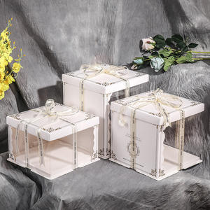 6 8 10 12 pouces Boîte à Gâteau Translucide Rose/<span class=keywords><strong>Bleu</strong></span>/<span class=keywords><strong>Blanc</strong></span> Pour Anniversaire Baptême Livraison Emballage - Product Image 3