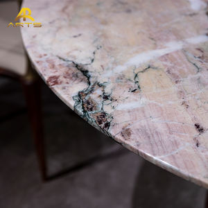 โต๊ะรับประทานอาหารทรงกลมทำจากไม้มะฮอกกานีของตกแต่งหนังจระเข้ดีไซน์แบบดั้งเดิมขาไม้มะฮอกกานีหินอ่อนธรรมชาติหรูหรา - Product Image 2