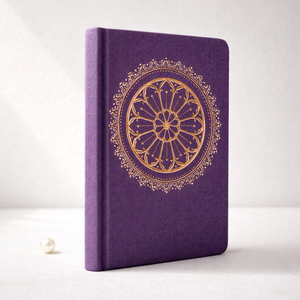 Diario LABON con Copertina Rigida in Tessuto Viola, Medaglione Mandala in Lamina d'Oro, Cerchio di Pizzo Vintage, Regalo - Product Image 6