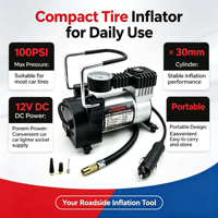 12V Portable Single Cylinder Digital Tire Inflator 100PSI Onboard Air Pump Air Compressor for Car Motorcycle Bike Scooter