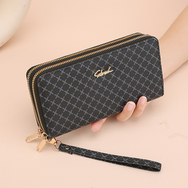 Wallet for Women Clutch PU Leather Wristlet Purse Large Capacity Credit Card Holder with Grip Hand Strap