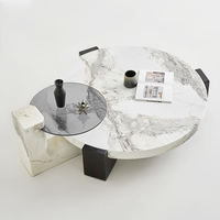 Ensemble de tables basses modernes de luxe écologiques et durables avec plateau en marbre, nouveau design simple, mobilier de salon haut de gamme