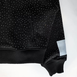 Felpa con Cappuccio Personalizzata in Cotone con <span class=keywords><strong>Zip</strong></span> e Logo in Strass, Ecologica, Antivento, Vestibilità Regolare, Nera - Product Image 2