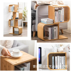 <b>Modern</b> minimalist wooden book <b>shelf</b>, floor-standing multi-tiered book organizer for home living room, wall-mounted bookcase - Product Image 2