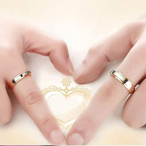 Anéis de Casamento Românticos de Fábrica para Casais: Joias da Moda Hipoalergênicas em Aço Inoxidável Brilhante Interdourado, Presentes para Mulheres e Homens - Product Image 2