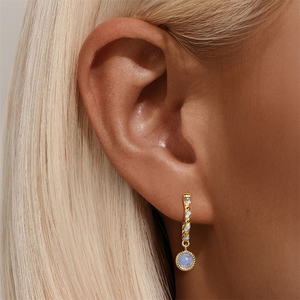 Pendientes de Plata 925 con Cadena de Borla Azul, Diseño de Corazón y Estrella, para Chica - Product Image 6