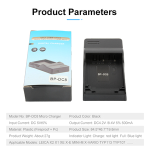 Caricabatterie USB BP-DC8 con Indicatore Luminoso per Fotocamere Leica X Typ113 X1 X2 X-E XV Mini-M X-Vario Caricabatterie <span class=keywords><strong>Elettrico</strong></span> BPDC8 BP DC8 - Product Image 3