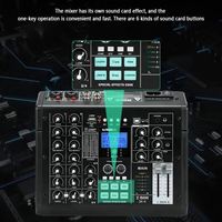 Console de mixage Xtuga SK-4 Mini 4 canaux avec carte son, alimentation fantôme 48V, USB/BT/OTG/MP3, revêtement poudré pour utilisation en direct