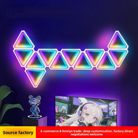 Lampada da Parete Triangolare RGB Attivata dal Suono, Lampada a Tunnel Infinito con Specchio Abissale in Acrilico, Pannello LED Decorativo Sincronizzato con la Musica