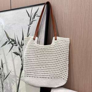 Borsa a Tracolla Vintage 2025 in Paglia Intrecciata con Fodera in Poliestere Due Manici per Spiaggia Outdoor Artigianale Personalizzabile all'Ingrosso - Product Image 3