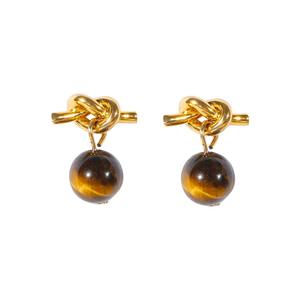 Pendientes de Plata de Ley S925 para Mujer, Diseño Único de Nicho, Versión Coreana, con Piedra de Ojo de Tigre Anudada, Regalos de Oro Premium para Otoño e Invierno - Product Image 5