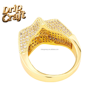 Anillo de Estrella de Cinco Puntas de Oro de 14K con Incrustaciones de Diamantes y Circonitas, Estilo Hip-Hop, para Hombre y Mujer