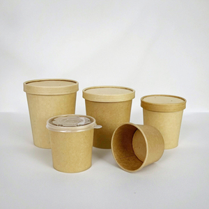 Taza de sopa desechable ecológica, cuenco de papel Kraft de varios tamaños con tapa para aperitivos, fideos, gachas, galletas, hamburguesas, envasado de alimentos - Product Image 5