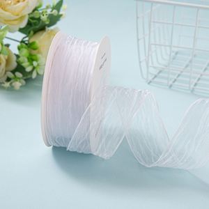 Ruban en crêpe froissé imprimé argenté 4 cm, ruban organza pour accessoires de mariage DIY, écologique, 100% polyester - Product Image 6
