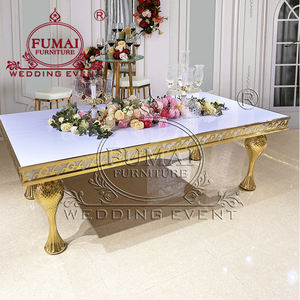 Mueble de lujo para eventos, patas doradas de acero inoxidable, mesa larga dorada para eventos de boda - Product Image 4