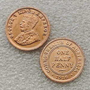 Pièces de monnaie commémoratives de style antique australien de 1915-H, 1916-I, demi-pièce, cadeaux, décoration de la maison - Product Image 2
