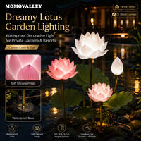 Lumière LED de jardin en forme de lotus, étanche, alimentée par courant alternatif 12V, avec effet de pétales dynamiques en silicone réaliste