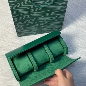 Wholesale Custom Logo Luxury Handmade Leather Watch <b>Box</b> Embossed Design-Durable Protective Removable Pillow Watch <b>Roll</b> Organizer - Product Image 5