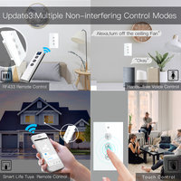 Moes Automation Télécommande WiFi Smart Life Home RF433 Ventilateur de plafond avec interrupteur mural lumineux
