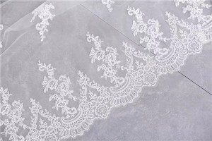3.5m de long voiture os dentelle voile traînant filet suisse voile de mariée tempérament dentelle broderie voile de mariage - Product Image 5