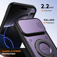 Étui de téléphone portable de luxe antichoc en TPU+PC avec support magnétique et protection d'objectif pour iPhone 18 17 16 15 14 13 12 Pro Max