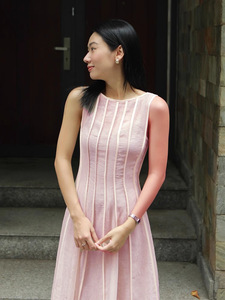 <span class=keywords><strong>Rosa</strong></span> in stile vietnamita di nicchia primavera ed estate nuovo arrivalpatchworksense del design <span class=keywords><strong>abito</strong></span> senza maniche in <span class=keywords><strong>tulle</strong></span> chiaro - Product Image 4