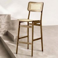 Tabourets de bar vintage modernes en bois massif, dossier haut, sans accoudoirs, avec repose-pieds, pour îlot de cuisine, comptoir, café, hôtel, restaurant