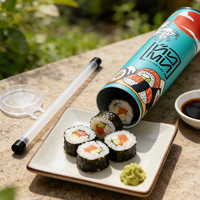 Caja de Cartón Cilíndrica Ecológica y Reciclable para Sushi, Tubo D50xH220mm, Envase de Grado Alimenticio, Empaque Push-Up para Sushi