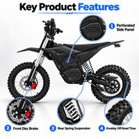 Moto électrique tout-terrain à transmission directe M7 60V 72V 2000W 2200W de crête 6000W 80 km/h 3 vitesses pour adultes
